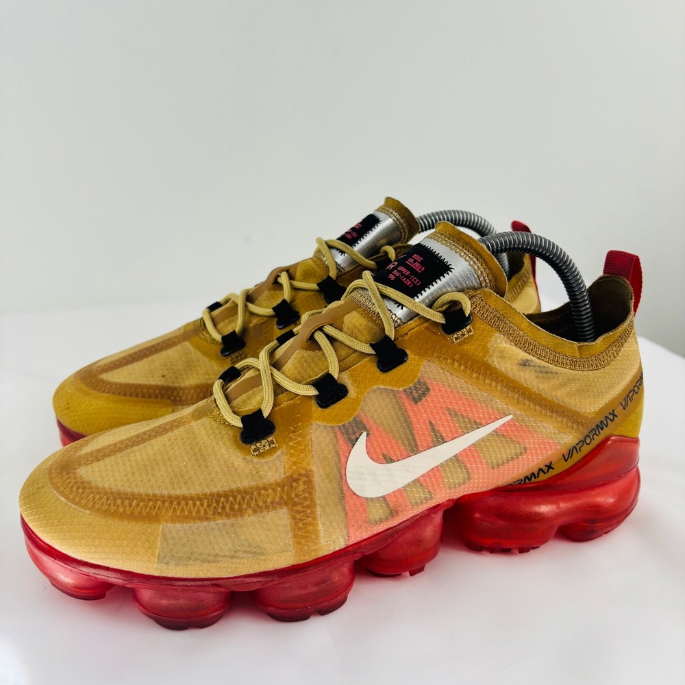 Nike Air VaporMax 2019 Crimson Gold Red Mens Sneakers Size 8.5 AR6631-701